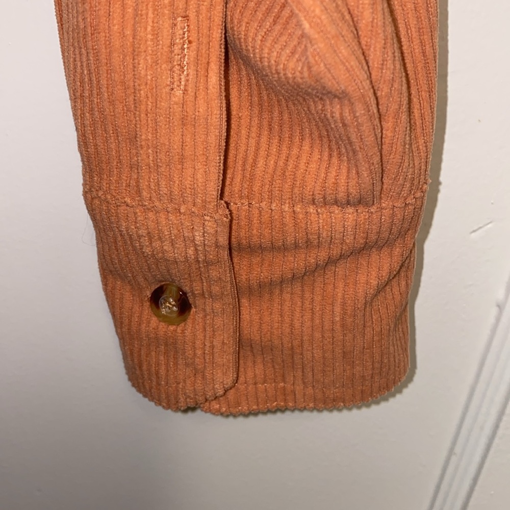 JURANMO Large Orange Corduroy Button Down Shacket Casual Shirt Chest Pocket - Picture 11 of 11